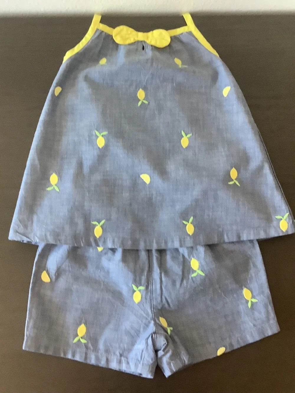 NWT Gymboree Girls Chambray Citrus Halter Top And Shorts Blue Denim Set 3T & 5T